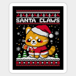 Santa claws cat ugly christmas sweater Sticker